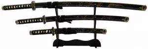 schwarze Samurai Schwerter Drachen 3er Set